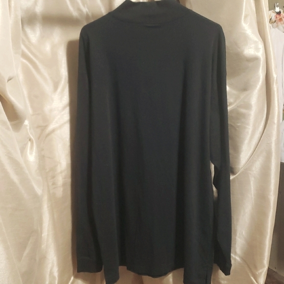Harbor Bay. Heathered Black; Mock Turtle Neck; Ribbed Neck and Cuff. Size 2XLT - Picture 4 of 10